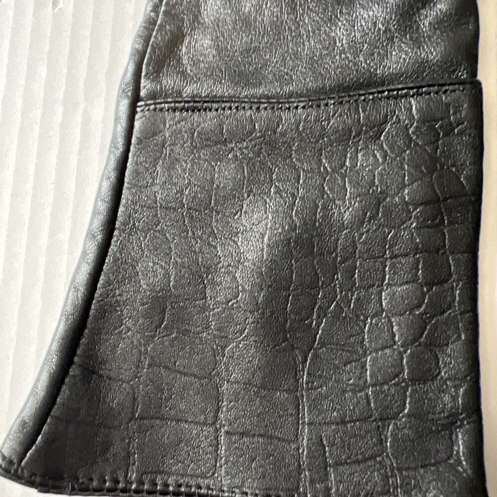 Simply Susan Gloves Womens S-M Black Leather Silk Long Fall VERY GOOD - Picture 2 of 8
